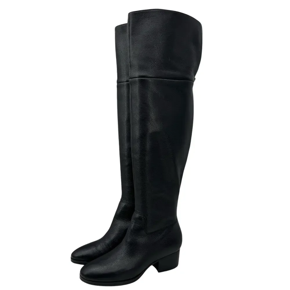 Ralph Lauren Dallyce Over The Knee OTK Boots Women's SZ 6 Black Chic Bold Party